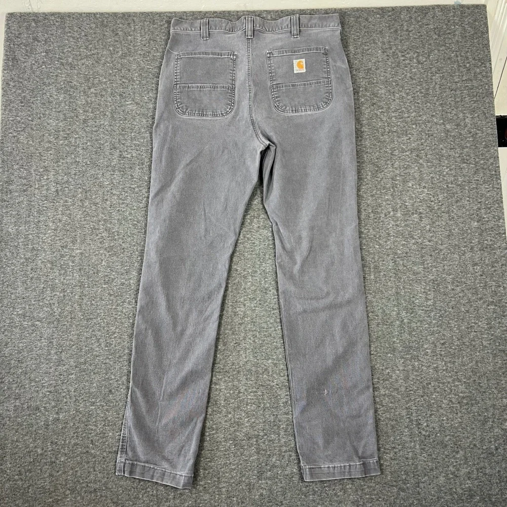 Carhartt Work Pants Mens 36x34 Gray Straight Fit Canvas Carpenter Utility